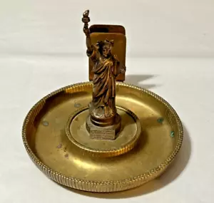 Antique Griffoul Foundry Statue of Liberty Advert. Ashtray Liberty National Bank - Picture 1 of 6