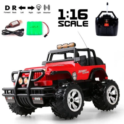 1/16 Scale Red Remote Control Toy Car with Flashing LED Lights For Kid Xmas Gift - Image 1 of 4