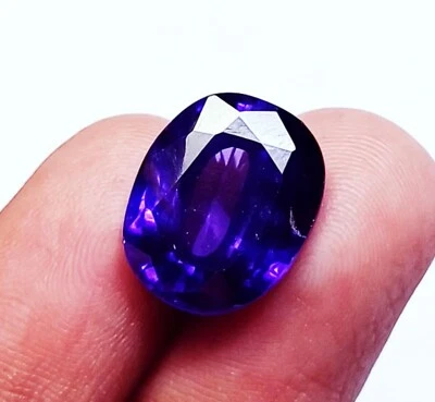 Oval Shape Violet Amethyst 13.55 Ct Certified Loose Gemstone With Free Gift - Image 1 of 4