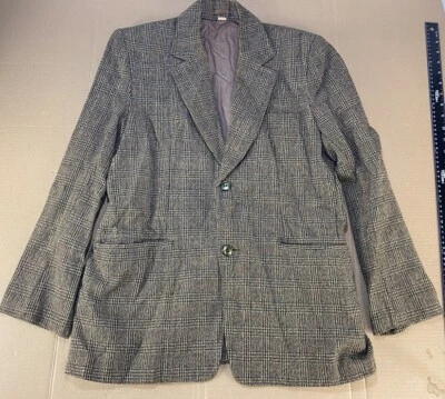 Vtg 40s 30s Wool Plaid Gabardine Sports coat Blazer Jacket Hollywood Gangster Foto 1 de 4
