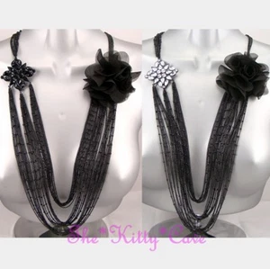 Deko Rüschen Blume Floral Corsage Arabeske Stufen Laufsteg Couture Chic Halskette - Bild 1 von 9