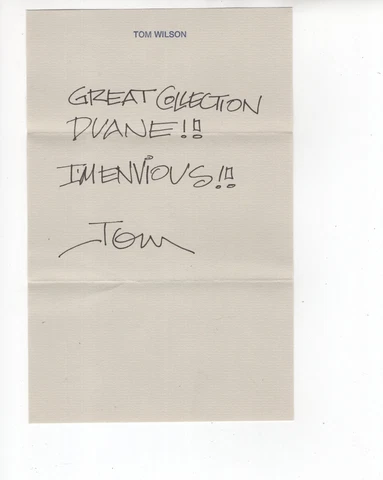 TOM WILSON HAND WRITTEN+SIGNED 5x8 NOTE ON LETTERHEAD+COA      ZIGGY CARTOONIST Cover