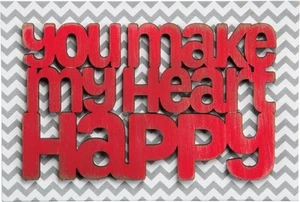 Wood Word Art Sign All Occasion Card~YOU MAKE MY HEART HAPPY~Love/Valentines Day - Picture 1 of 1