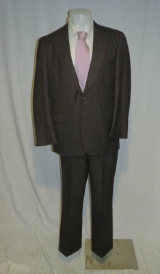 Paul Stuart Vintage Custom Made Brown Striped Two Button Suit 42R - Image 1 of 4