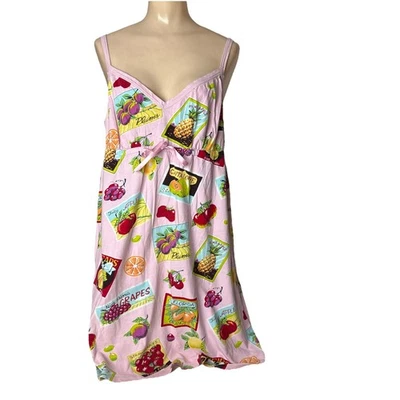 Nick & Nora Pajamas Light Pink Fruits Lightweight Cotton Night Gown XL - Image 1 of 4