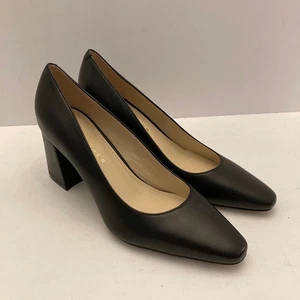 Marc Fisher LTD Varla Square Toe Classic Heel Pump Black Leather Women's 7B NEW - Picture 1 of 11
