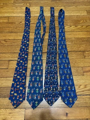 Corbata Salvatore Ferragamo Para Hombre 100% Seda Hecha en Italia *LOTE DE 4* Estampada Foto 1 de 4