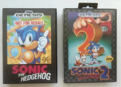 Sega Genesis Sonic the Hedgehog 1 2 LOT CIB Box + Instructions LOOK! - Image 1 of 4