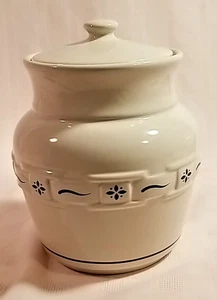 Barattolo e coperchio Longaberger Pottery Blue Woven Traditions - apertura app 6" - Foto 1 di 8