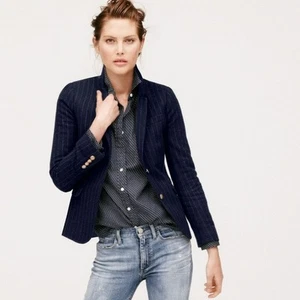 J Crew Schuljungenblazer marineblau Nadelstreifen Goldknopf Sportjacke Damengröße 2 - Bild 1 von 5