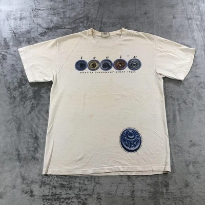 Camisa Levi's De Colección Para Hombre Hecha Mediana EE. UU. Blanco Remache Botón Gráfico Años 90 Foto 1 de 4