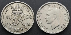 Coin Royaume-Uni - 1950 - 6 pence George VI (N2091) - Picture 1 of 3