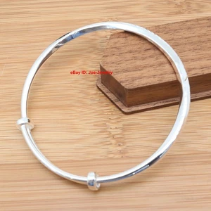 Adjustable Bangle Solid 999 Fine Silver Bangle 58-60mm Dia. Twisted Shaped - Picture 1 of 6