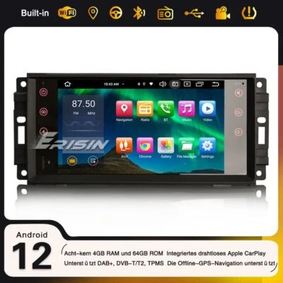 7" 4+64GB Carplay Android 14 Autoradio Für Jeep Compass Wrangler Chrysler Dodge - Bild 1 von 4