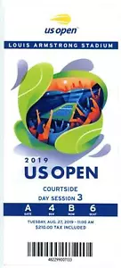 8/27 2019 US Open Tennis Courtside TICKET Serena Williams Bianca Andreescu Day - Picture 1 of 2