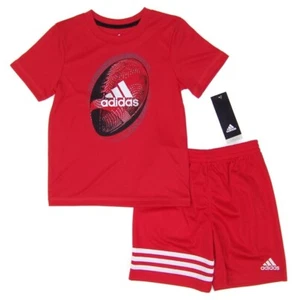 Adidas Little Boys Size 4 Lot of 2 Climalite T-Shirt & Mesh Shorts NWT Red - Picture 1 of 4