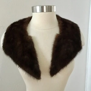 Antique Mink Stole Fur Collar Brown Lined - Picture 1 of 8