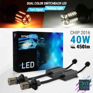 2x Error Free 1157 Front Switchback White/Amber Turn Signal LED Light Bulbs - Bild 1 von 8