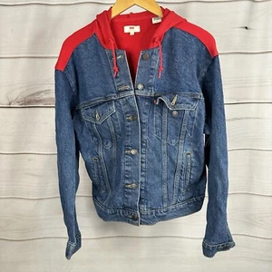 Levi's Jacket Women's Size Medium Denim Button Up Hoodie Cotton Stretch #a - Picture 1 of 3