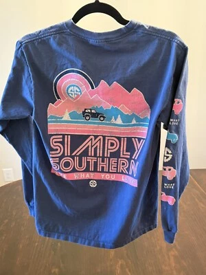 Simply Southern Shirt Women’s Small Blue Live What You Love Long Sleeve Ladies - Image 1 of 3