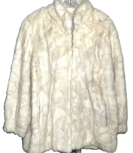 RARE MINK SWING JACKET IVORY VINTAGE NATURAL FUR Size M Grannycore Old Money - Picture 1 of 15