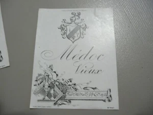étiquette ancienne MEDOC VIEUX vin de BORDEAUX - Imagen 1 de 2