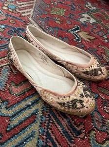 Balletto vintage Y2K Barneys New York raso con perline piatto taglia 6 rosa civetta anni 2000 - Foto 1 di 10