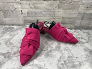 Vivaia Mules Women 8.5M Yaffa Pro Shoes Pink Knit Pointed-Toe Knot  SlipOn Flats - Picture 1 of 19