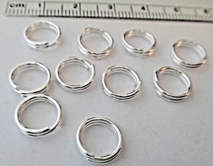 10 anillos divididos de metal base de plata brillante de 9 mm para colocar dijes a una pulsera - Imagen 1 de 3