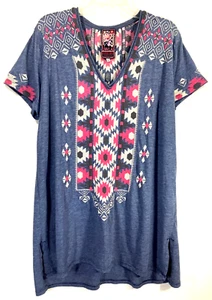 JWLA JOHNNY WAS Kurzarm-T-Shirt Größe M Southwestern bestickt - Bild 1 von 11