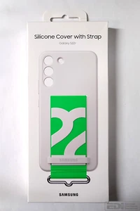OEM Samsung Galaxy S22+ White Silicone Cover with Green Strap - Picture 1 of 4