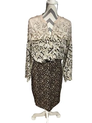 Falda de spandex de algodón con ribete negro estampado de leopardo del mercado negro de la Casa Blanca 2 W26 L22 Foto 1 de 4