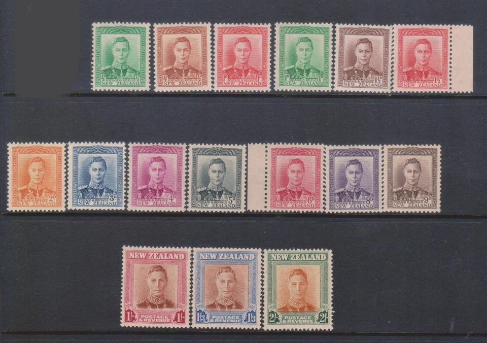 (F186-91) 1938 NZ part set of 16stamps KGV 1/2d to 2/- MH MUH (CP)  MC25) — 第 1/1 张图片