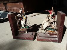 2 Vintage Canvas Sails Bookends Nautical Decor Maritime Collect Pirate Ship Boat