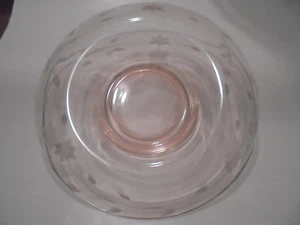 11 3/4" Vintage Pink Depression Glass Rolled Edge Console Bowl Floral Etched  - Picture 1 of 5