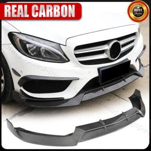 Carbon Fiber Front Bumper Lip For Mercedes W205 C205 C250 C300 Sport C43 2015+ - Picture 1 of 18
