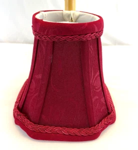Burgundy Tone on Tone Print Clip On Lamp Shade with Decorative Trim 5.5" Tall - Picture 1 of 8