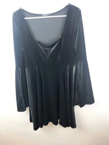 Foxblood Willow Black Velvet Bell Sleeve Dress XL Knee Length Stevie Nicks A28 - Picture 1 of 7