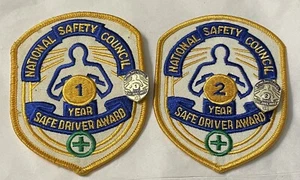 Lot Of National Safety Council Year 1 & 2 Safe Driver Award Patches & Pins - Picture 1 of 7