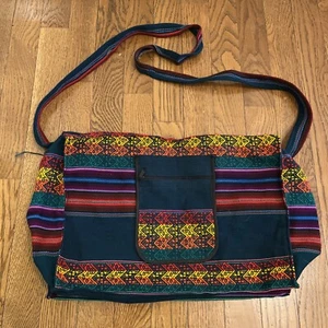 Crossbody Embroidered Bag Woven Lined Pocket Tote Boho Hippie Art Festival - Picture 1 of 9