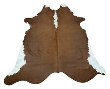 Brown White Cowhide Rug Hereford Brazilian 7ft x 6.5ft
