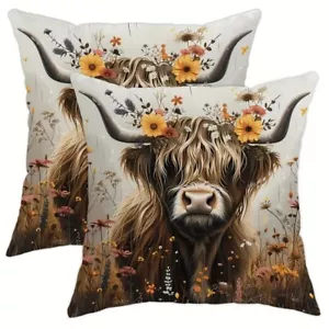 Pre Stuffed, Plump Cushion Highland Cow Soft Throw Pillow Cushion Filled large - Picture 1 of 4