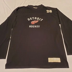 Vintage Style DETROIT RED WINGS Shirt Hockey NHL CCM Mens L 21Wx28.5L Black - Picture 1 of 16