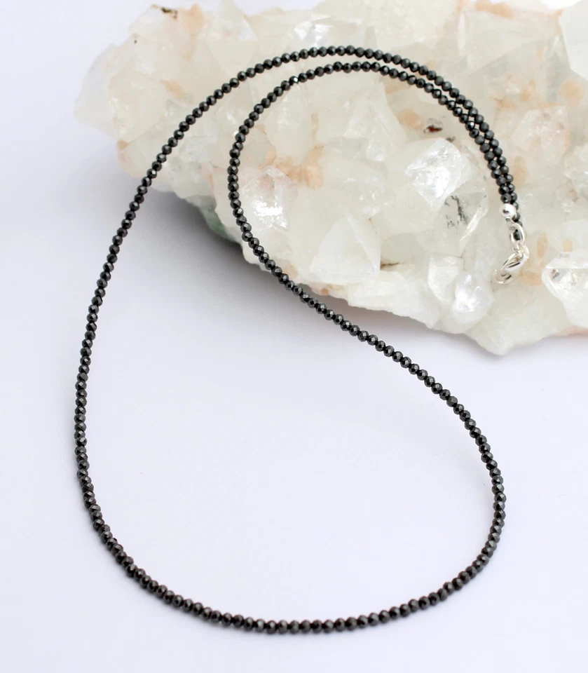Ematite Collana Pietre Preziose Sfera Collier Gioielli Metalizzato Nero Nuovo - Immagine 1 di 2