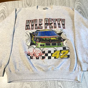 Vintage 1990's Kyle Petty Mello Yellow Nascar Sweatshirt Men's XL Front & Back - Picture 1 of 8