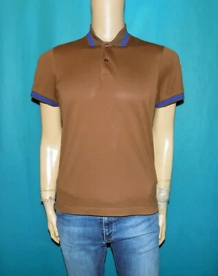 polo MONCLER en coton marron et bleu taille S - Photo 1/4