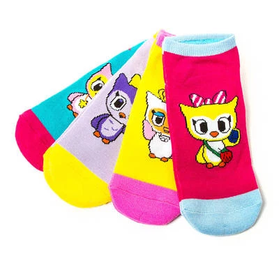 Meias tokidoki Tornozelo Estrela Neon Conjunto de 4 Fantasia Claire Coruja Amarelo Rosa Roxo Azul - Imagem 1 de 2