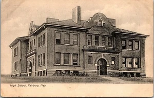 Cartolina d'epoca vintage Fairbury Nebraska NE High School 1910 vecchia vista - Foto 1 di 2
