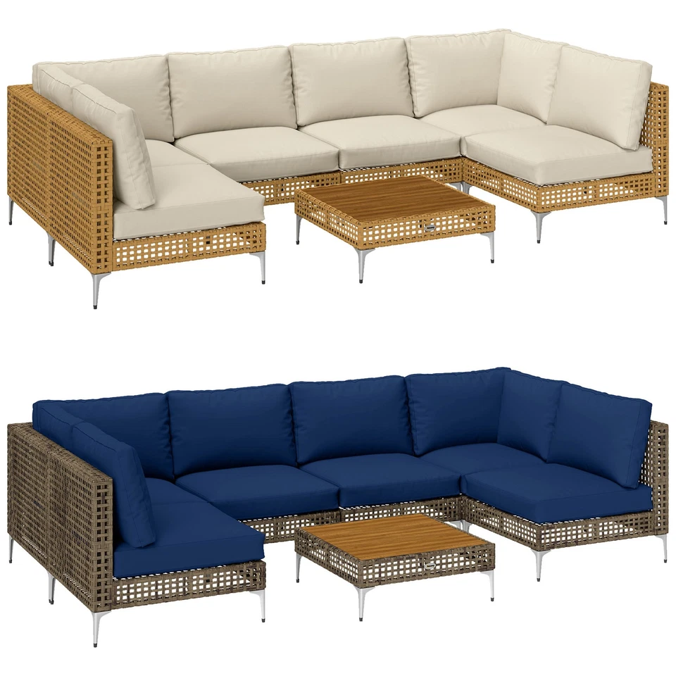 Outsunny 7 Piece Wicker Patio Furniture Set Outdoor Sectional - Image 1 of 1
