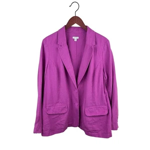 J. Jill Magenta Linen Blazer L  - Picture 1 of 7